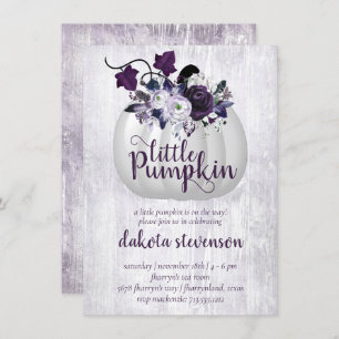 Little Pumpkin   Violet Lila Rustikale Babydusche Einladung