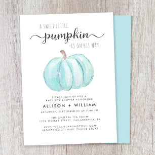 Little Pumpkin Watercolor Baby Boy Couples Dusche Einladung