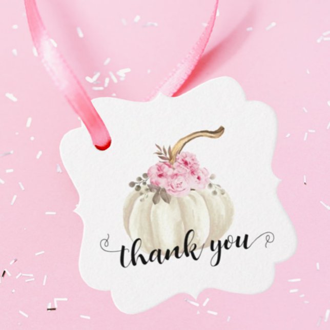 Little Pumpkin Watercolor Pink Floral Vielen Dank Geschenkanhänger (Von Creator hochgeladen)