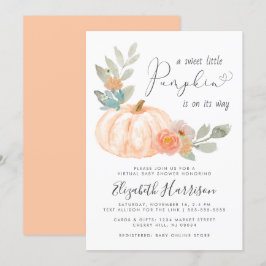 Little Pumpkin Watercolor Virtual Baby Dusche Einladung
