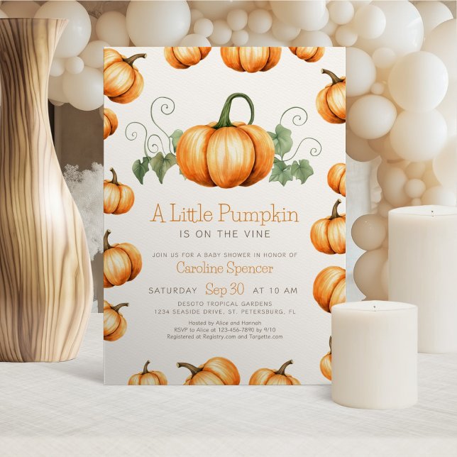 Little Pumpkin Whimsical Baby Shower Einladung (Von Creator hochgeladen)