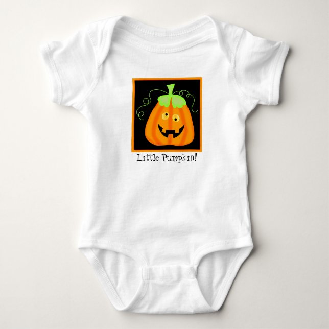 "Little Pumpkin" Whimsy Halloween Pumpkin Custom Baby Strampler (Vorderseite)