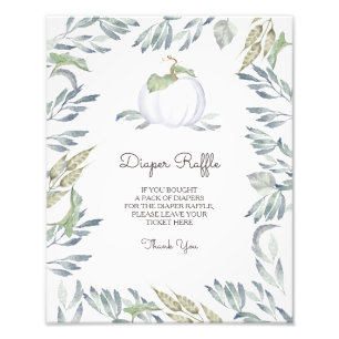 Little Pumpkin White Diaper Raffle Sign Fotodruck