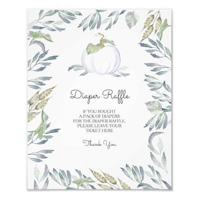 Little Pumpkin White Diaper Raffle Sign Fotodruck (Vorne)