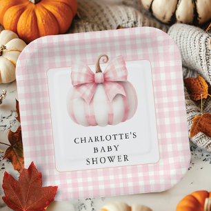 Little Pumpkin's Pink Gingham Pappteller