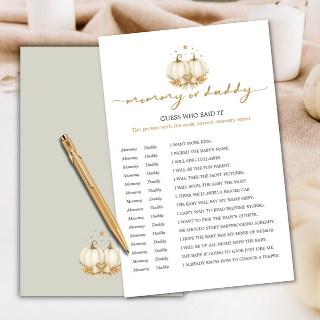 Little Pumpkins Twin Baby Shower Guess Who Game (Von Creator hochgeladen)