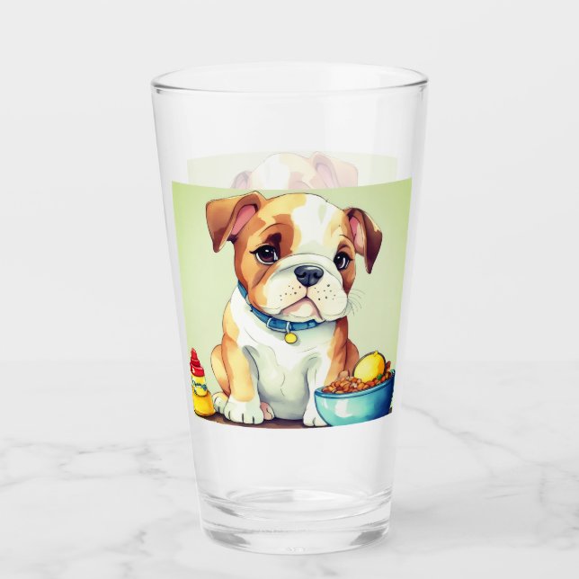 Little pup Bulldog wants to play Glas (Vorderseite)