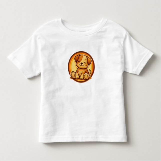 Little Puppy Cute Retro Patch Toddler T-Shirt (Vorderseite)
