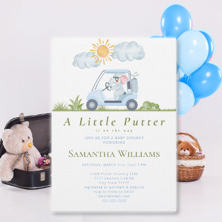 Little Putter Golfer Watercolor Golf Baby Shower Einladung