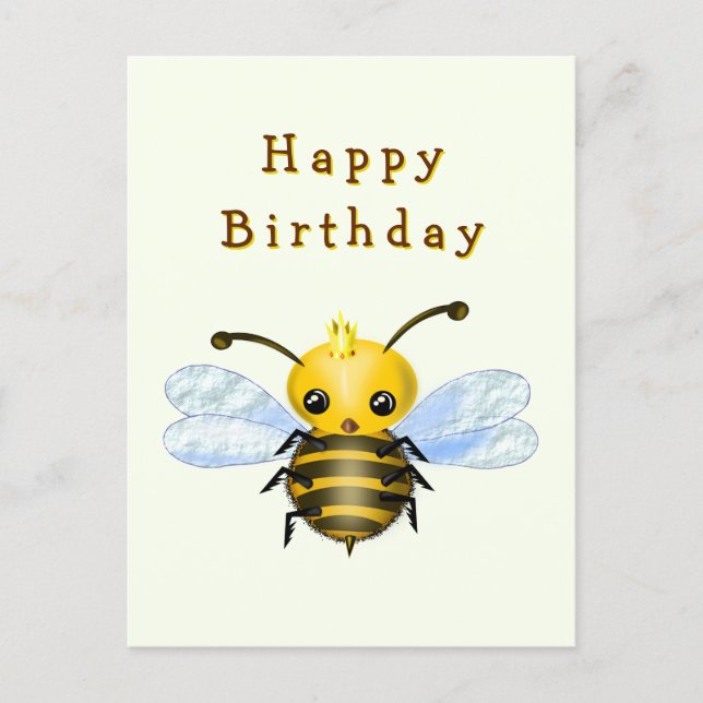 Little Queen Bee Birthday Card Postkarte (Vorderseite)