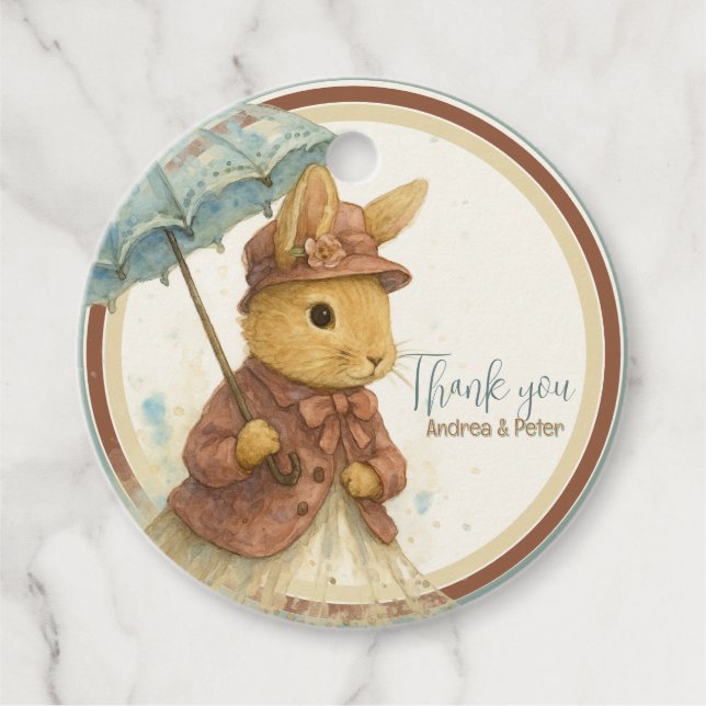 Little Rabbit Baby Shower for Girl Geschenkanhänger (Vorderseite)