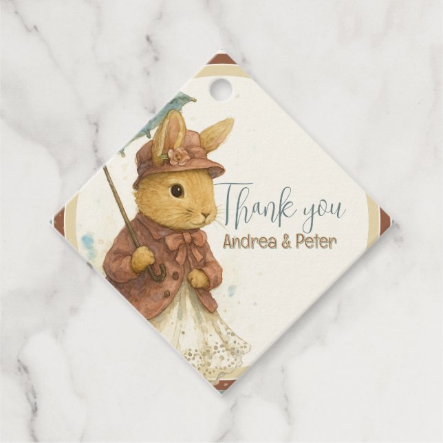 Little Rabbit Baby Shower for Girl Geschenkanhänger (Vorderseite)