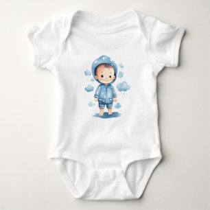 Little Rain Clouds Blue Baby Boy Baby Strampler
