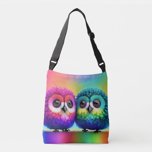 Little Rainbow Owls - ART by Lisa-Dawn Designs Tragetaschen Mit Langen Trägern (Vorderseite)