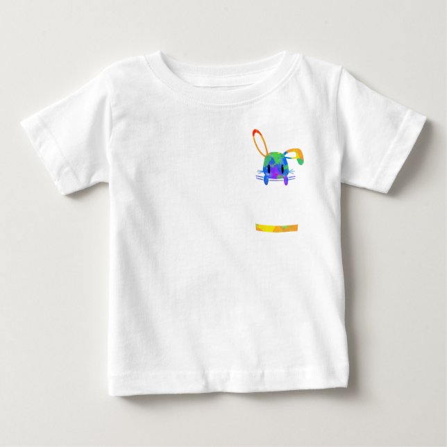 Little Rainbow Pocket Bunny Baby T-shirt (Vorderseite)
