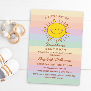 Little Rainbow Sunshine Gender Neutral Baby Dusche Einladung