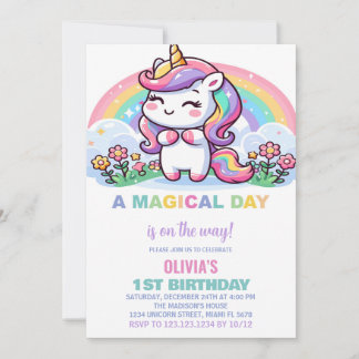 Little Rainbow Unicorn Einladung zum Geburtstag