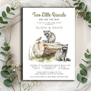 Little Rascals Raccoons Twins Baby Dusche Einladung