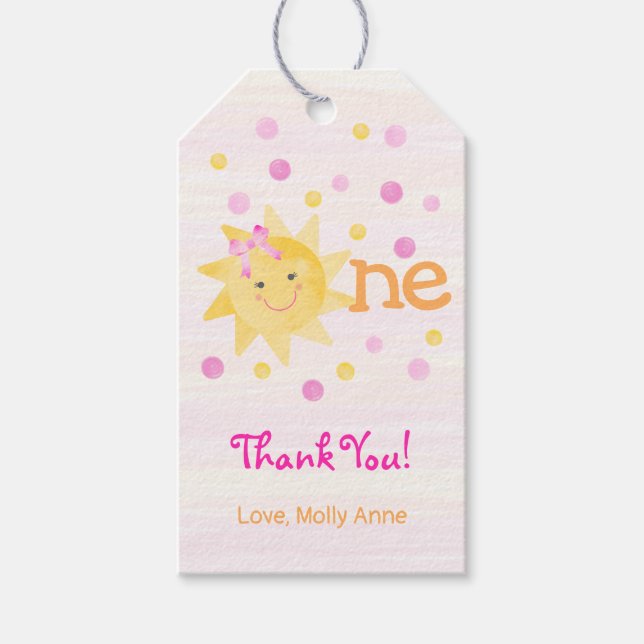 Little Ray of Sunshine 1. Geburtstag Gunst Geschenkanhänger (Vorderseite)