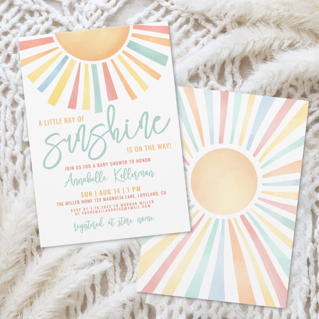 Little Ray Of Sunshine Baby Shower Einladung (Little Ray Of Sunshine Baby Shower Invitation)