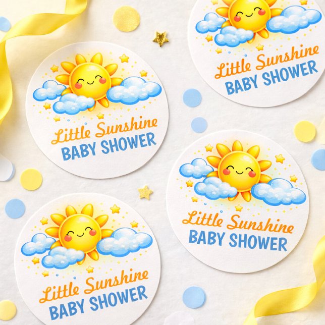 Little Ray Of Sunshine Baby Shower Favor Label Runder Aufkleber (Von Creator hochgeladen)