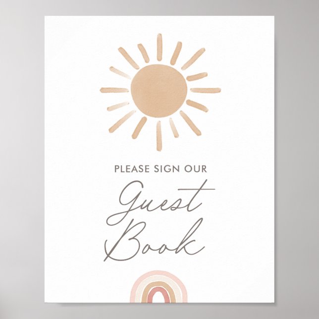 Little Ray of Sunshine Baby Shower Guest Book Sign Poster (Vorne)