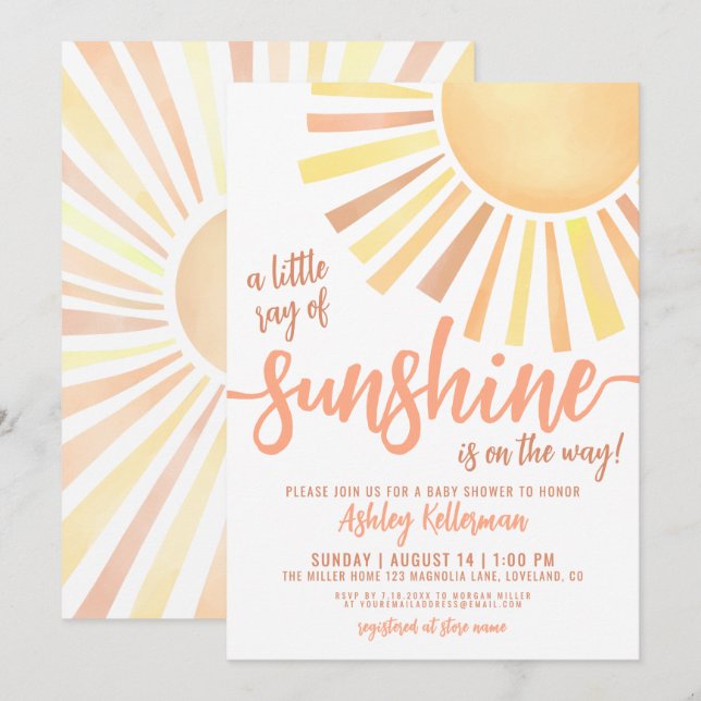 Little Ray Of Sunshine Boho Baby Shower Invitation Einladung (Vorne/Hinten)