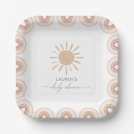 Little Ray of Sunshine Boho Girl Baby Shower Pappteller
