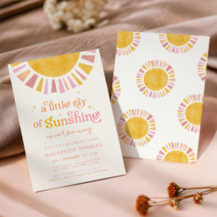 Little Ray of Sunshine Boho Retro Girl Baby Shower Einladung