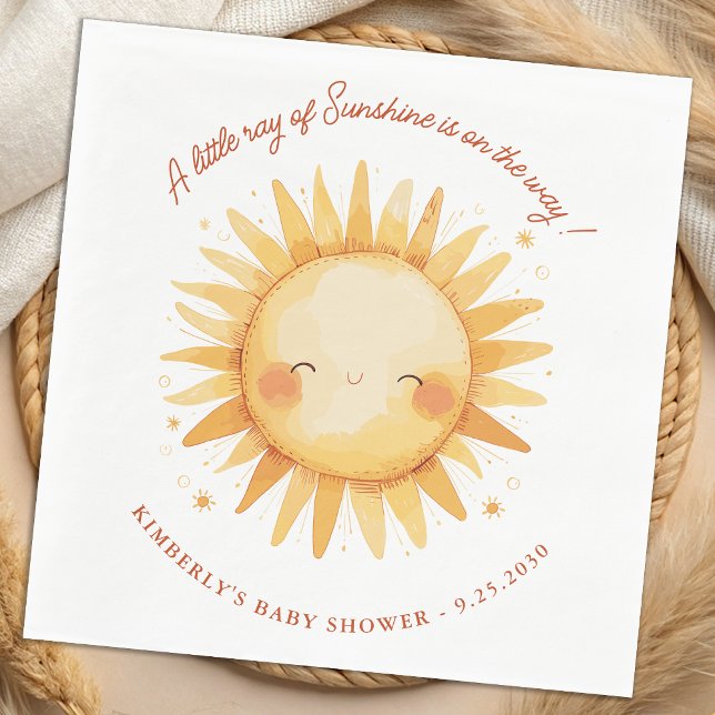 Little Ray of Sunshine Boho Sun Cute Baby Shower Serviette (Von Creator hochgeladen)