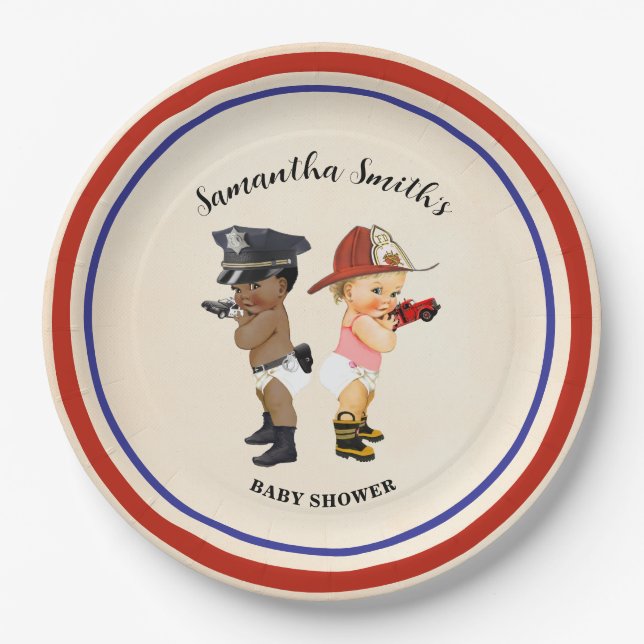 Little Recruit on the Way Baby Shower Paper Plates Pappteller (Vorderseite)
