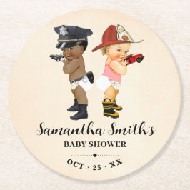 Little Recruit on the Way Baby Shower Runder Pappuntersetzer