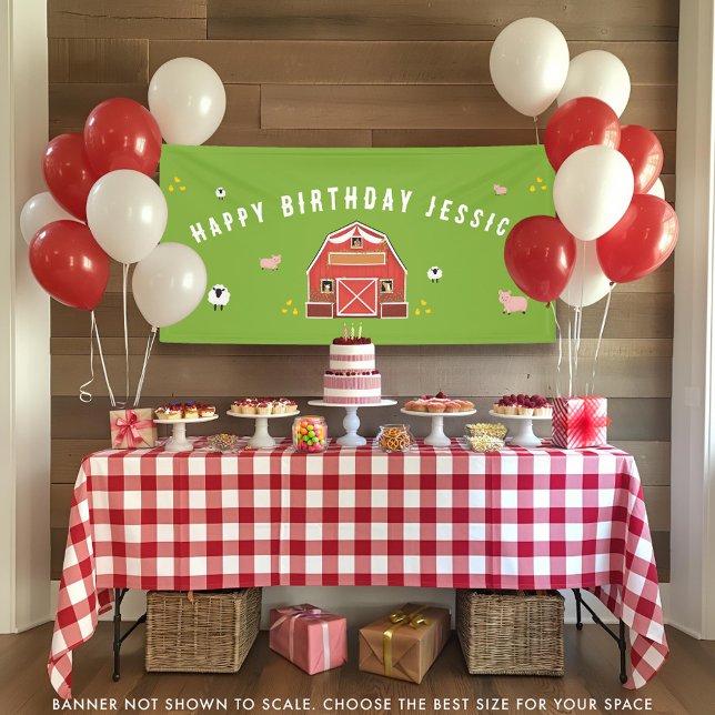 Little Red Barn Farm Happy Birthday Banner (Von Creator hochgeladen)