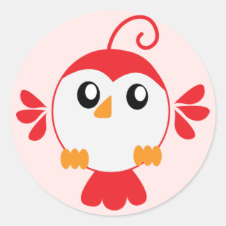 Little Red Bird Runder Aufkleber