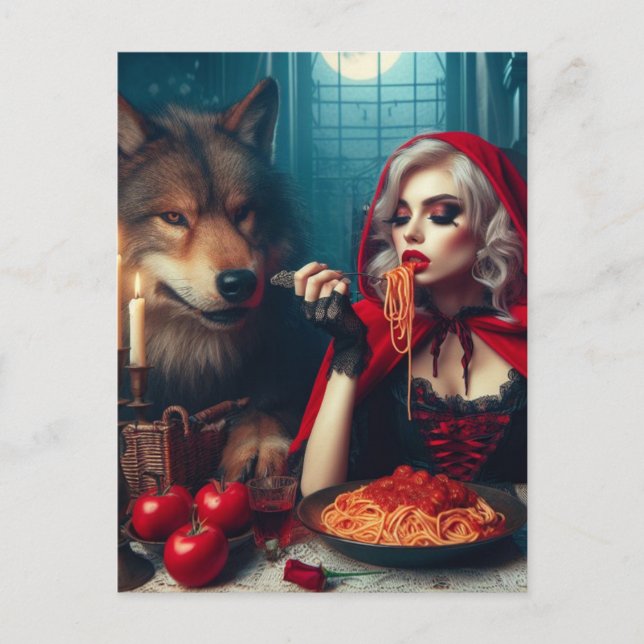 Little Red Blonde Hair Dunkle Fantasie Postkarte (Vorderseite)