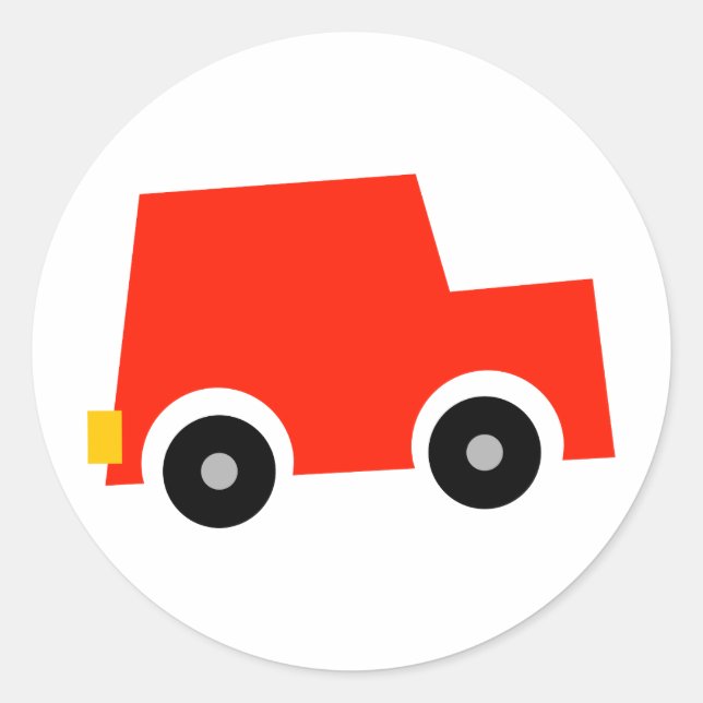 Little Red Car Runder Aufkleber (Vorderseite)