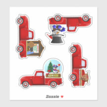 Little Red Christmas Truck Stickers