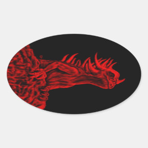 Little Red Dragon Ovaler Aufkleber