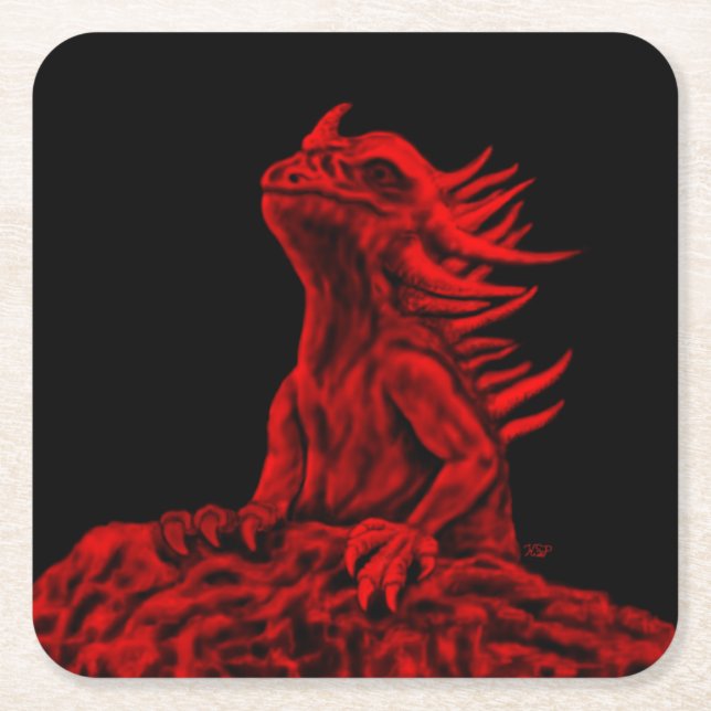 Little Red Dragon Rechteckiger Pappuntersetzer (Vorderseite)