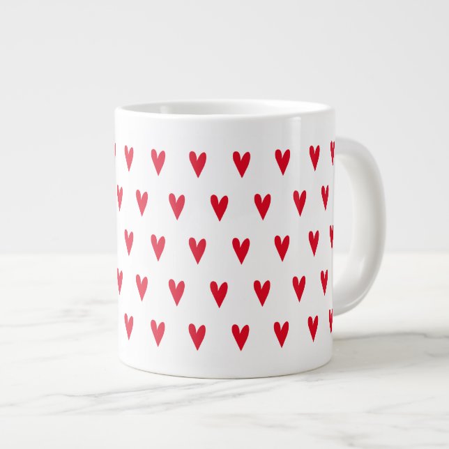 Little Red Hearts Pattern - Romantisch Jumbo-Tasse (Vorderseite Rechts)