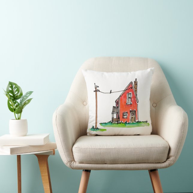 Little Red House with Power Line Kissen (Stuhl )