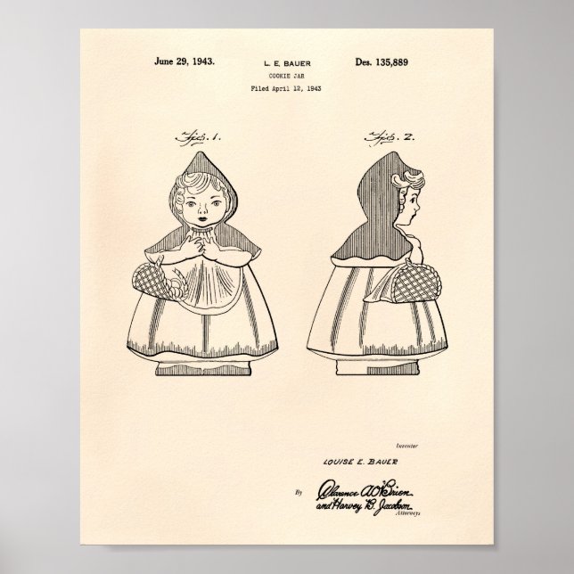 Little Red Riding Hood 1943 Patent Art Old Peper Poster (Vorne)