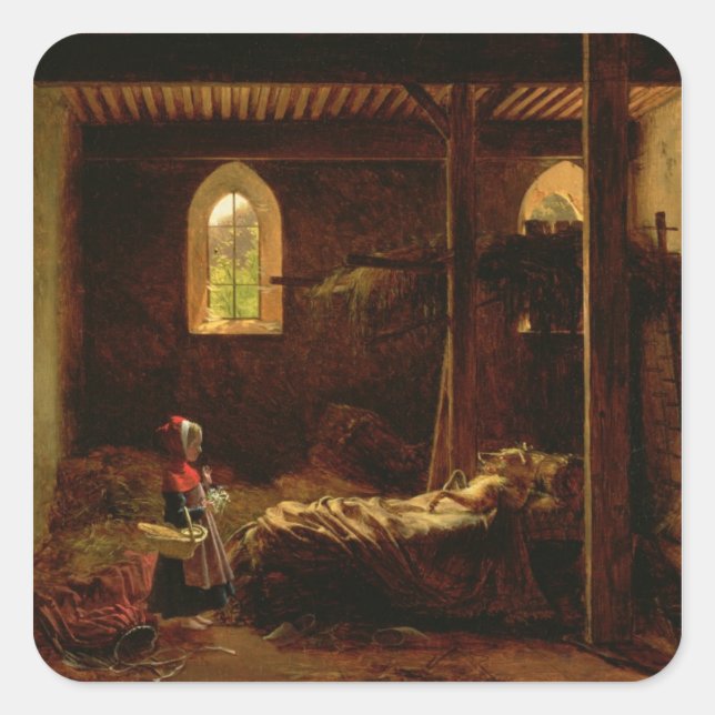 Little Red Riding Hood, c.1820 Quadratischer Aufkleber (Vorderseite)