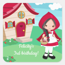 Little Red Riding Hood Fairytale Girls Geburtstag Quadratischer Aufkleber