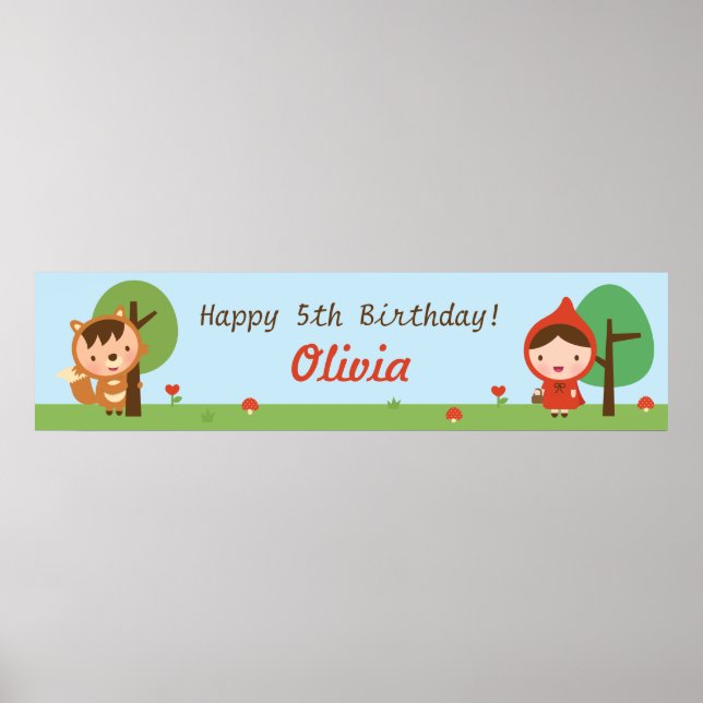 Little Red Riding Hood Girls Geburtstagsparty Bann Poster (Vorne)