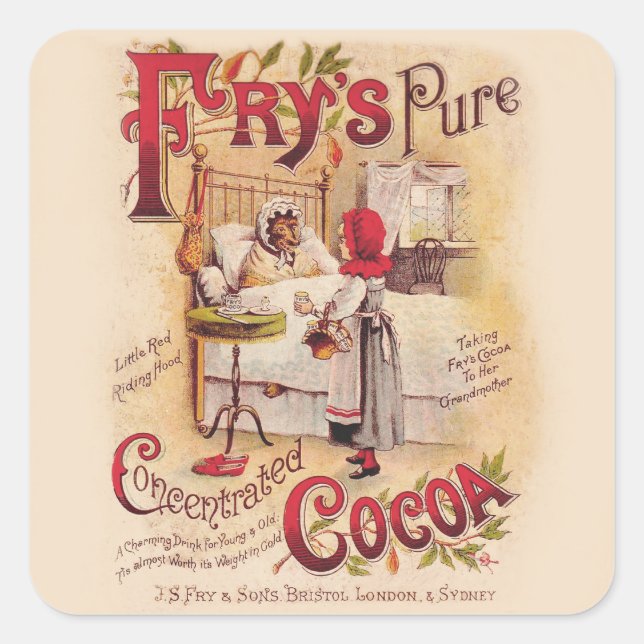 Little Red Riding Hood Kakao Quadratischer Aufkleber (Vorderseite)