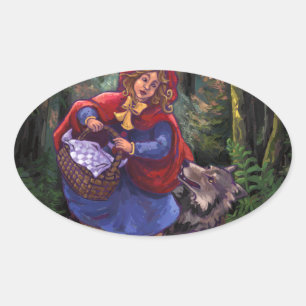 Little Red Riding Hood Ovaler Aufkleber