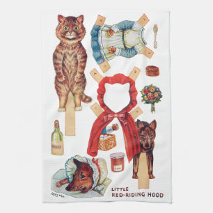 Little Red Riding Hood, Paper Doll, Louis Wain Geschirrtuch