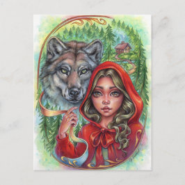 Little Red Riding Hood Postcard Mairytale Wolf Postkarte