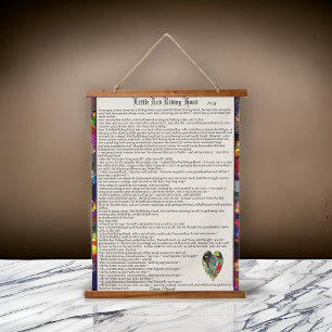 Little Red Riding Hood Read Story   Wandteppich Mit Holzrahmen